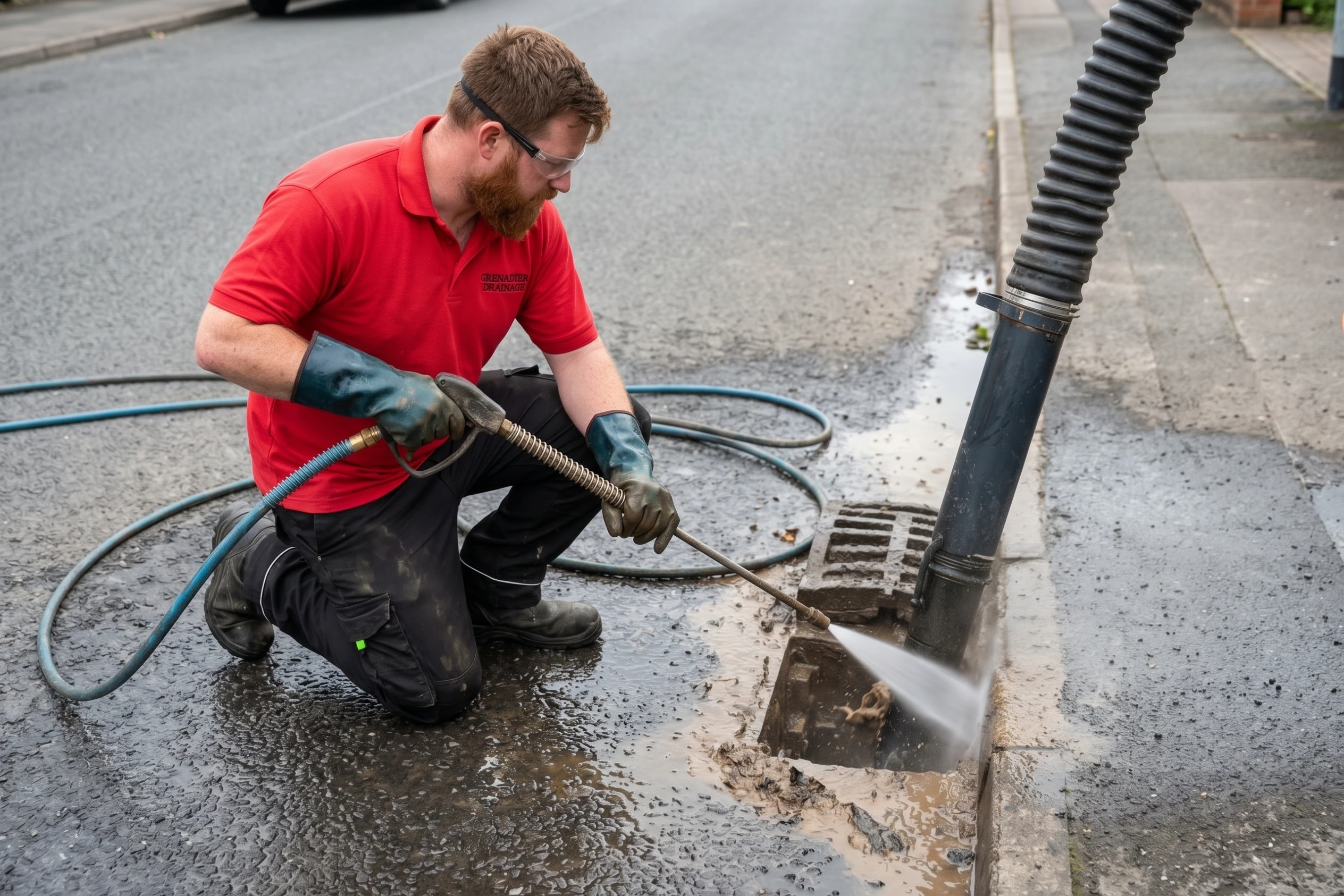 high pressure jetting unblocking drain